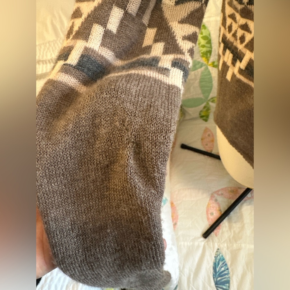 Joie Brown Grey Aztec Boho Brenda Geometric Wool Cashmere Sweater S M L - Picture 15 of 15